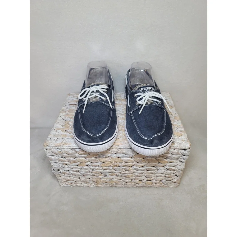 Sperry Top Sider Nautical Boat Shoes‎ Coastal Loafers Blue Canvas Preppy Size 7